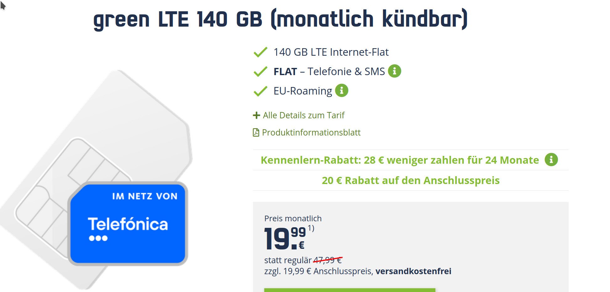 Cyber Monday 140 GB Handytarife: Allnet-Flat für 19,99 Euro und mtl. Laufzeit
