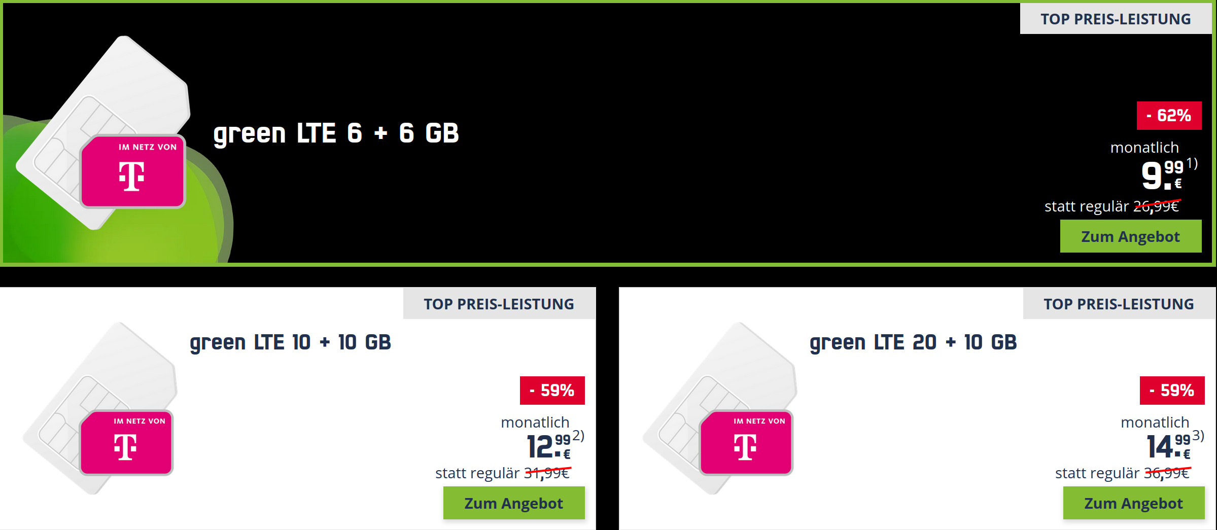 Black Friday Week im Telekom Netz: 12 GB LTE Allnet-Flat für mtl. 9,99 Euro