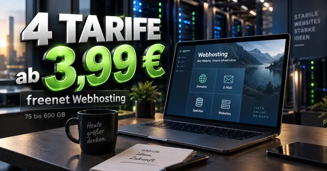 freenet Webhosting mit vier Tarifen ab 3,99 Euro