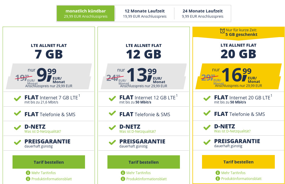 Vodafone Netz: freenet Mobile 12 GB LTE Allnet-Flat fr 13,99 Euro