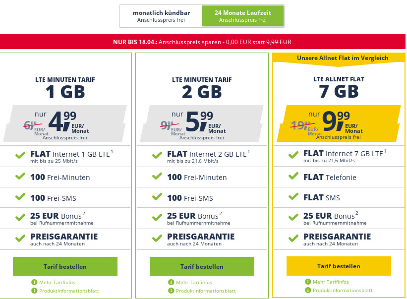 29 Prozent sparen, kein Anschlusspreis: Freenet Mobiles 1 GB Smartphone Tarif im Telekom Netz fr 4,99 Euro