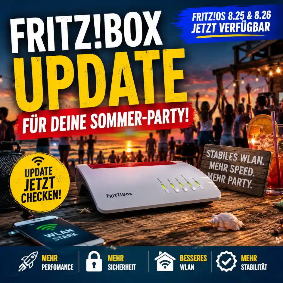 FRITZ! verteilt FRITZ!OS 8.25 und 8.26 f�r mehrere Router. Diese FRITZ!Boxen erhalten jetzt Updates f�r Stabilit�t und Performance.