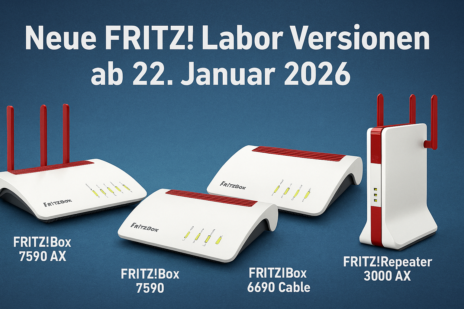 Neue FRITZ! Labor Versionen ab dem 22. Januar 2026: Alle Infos zu FRITZ!OS 8.10 und 8.24 f�r FRITZ!Boxen und Repeater, inklusive Tabellen, Details und Einordnung.