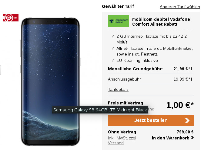 Galaxy S8 Tarife