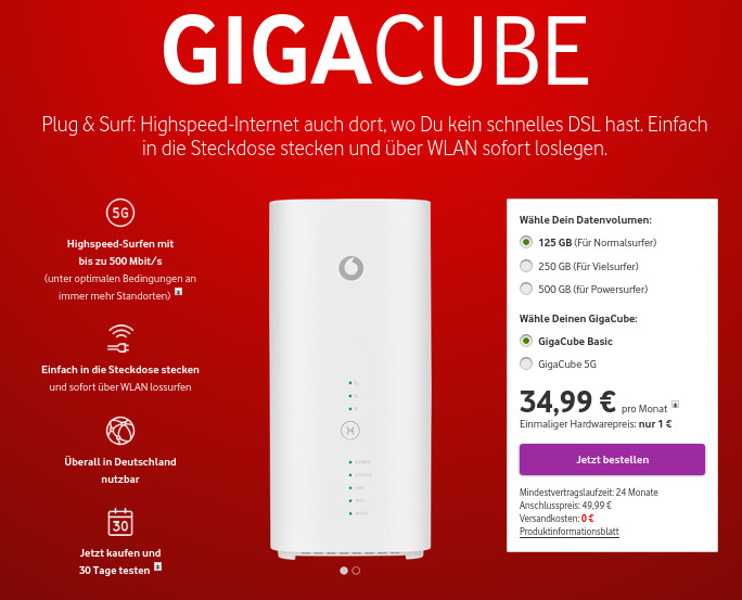 Vodafone GigaCube Tarife im April: 125 GB Tarif-Power fr 34,99 Euro