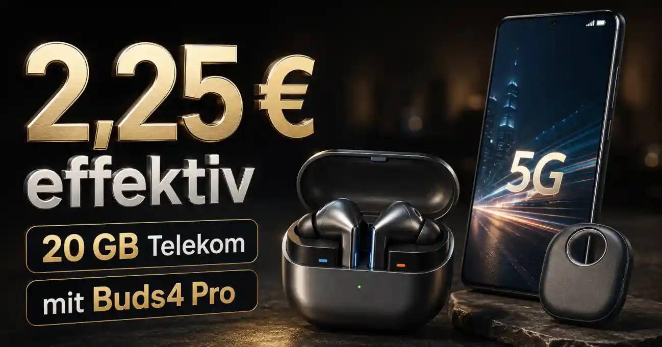 20 GB 5G im Telekom-Netz, Galaxy Buds4 Pro und SmartTag2: Was hinter dem Effektivpreis von 2,25 Euro bei Handyhelden steckt