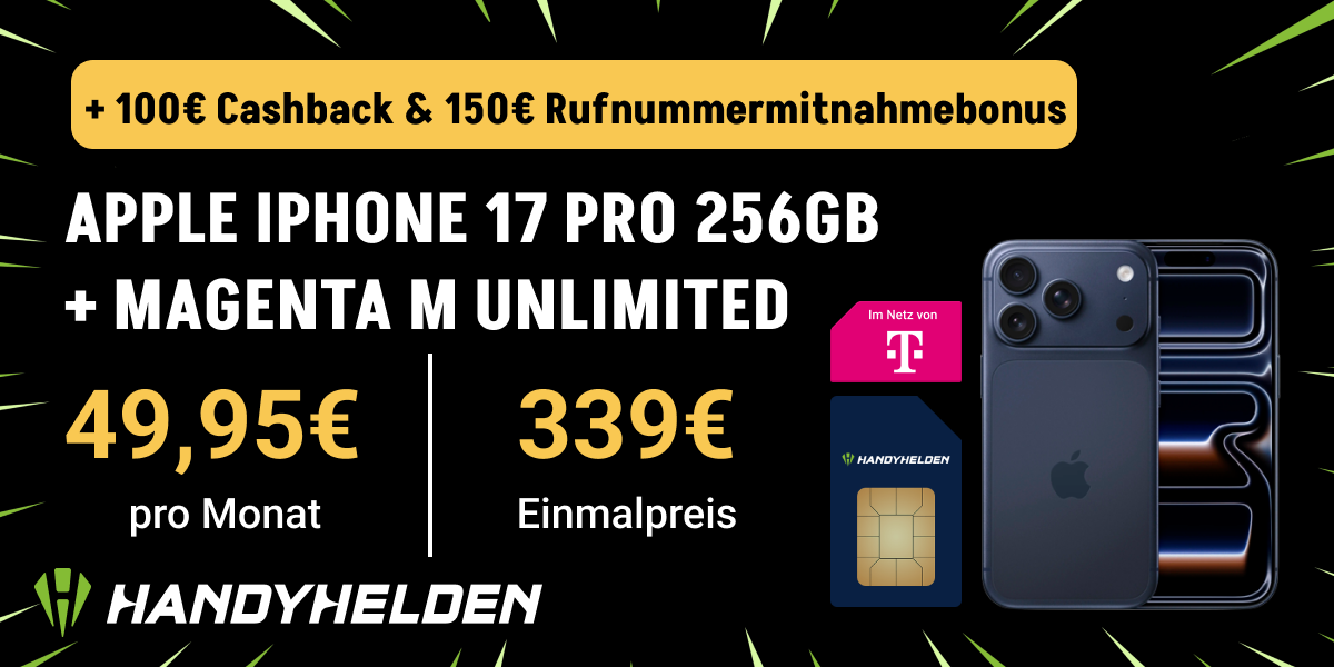 Ausf�hrlicher �berblick zum iPhone 17 Pro mit Telekom Magenta M Unlimited Tarif. Alle Vorteile, Preise, Leistungen und der effektive Tarifpreis im Detail erkl�rt.