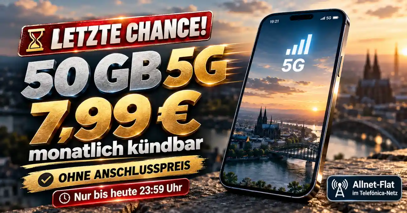 Handyhelden 50 GB 5G Allnet-Flat f�r 7,99 Euro im Oktober 2026