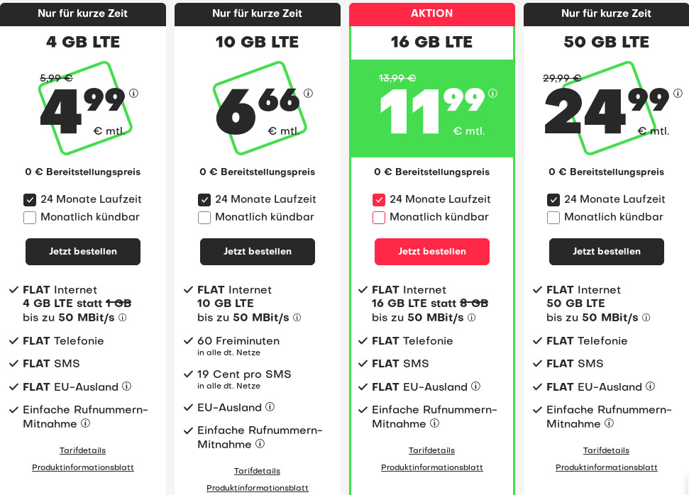 Tariftipp 10 GB Tarife: Handyvertrag 10 GB Tarife f�r 6,66 Euro mit 60 Freiminuten und ohne Laufzeit