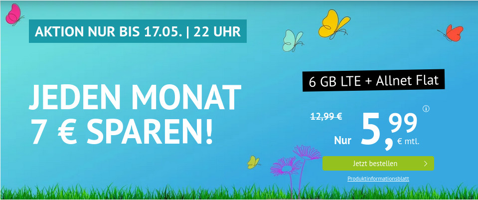 Vatertags-Deal: Handyvertrag mit 6 GB LTE All-In-Flat f�r 5,99 Euro mit mtl. Laufzeit