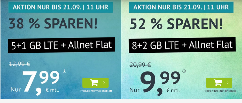52 Prozent Rabatt: Handyvertrag mit 10 GB LTE All-In-Flat f�r 9,99 Euro mit mtl. Laufzeit
