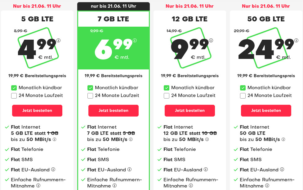 Tariftipp 12 GB Tarife: Handyvertrag mit 12 GB LTE All-In-Flat f�r 9,99 Euro mit mtl. Laufzeit