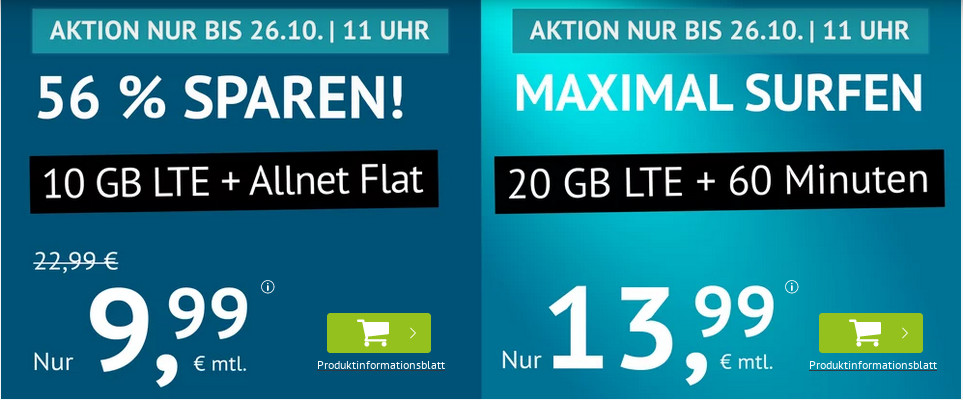 Tariftipp 10 GB Tarife: Handyvertragde 10 GB LTE All-In-Flat fr 9,99 Euro ohne Laufzeit