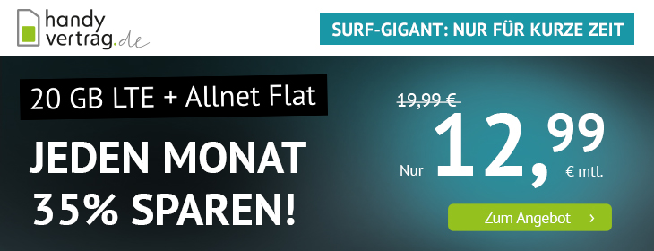 Black Weekend Tarife: Handyvertrag mit 20 GB LTE All-In-Flat fr 12,99 Euro mit mtl. Laufzeit