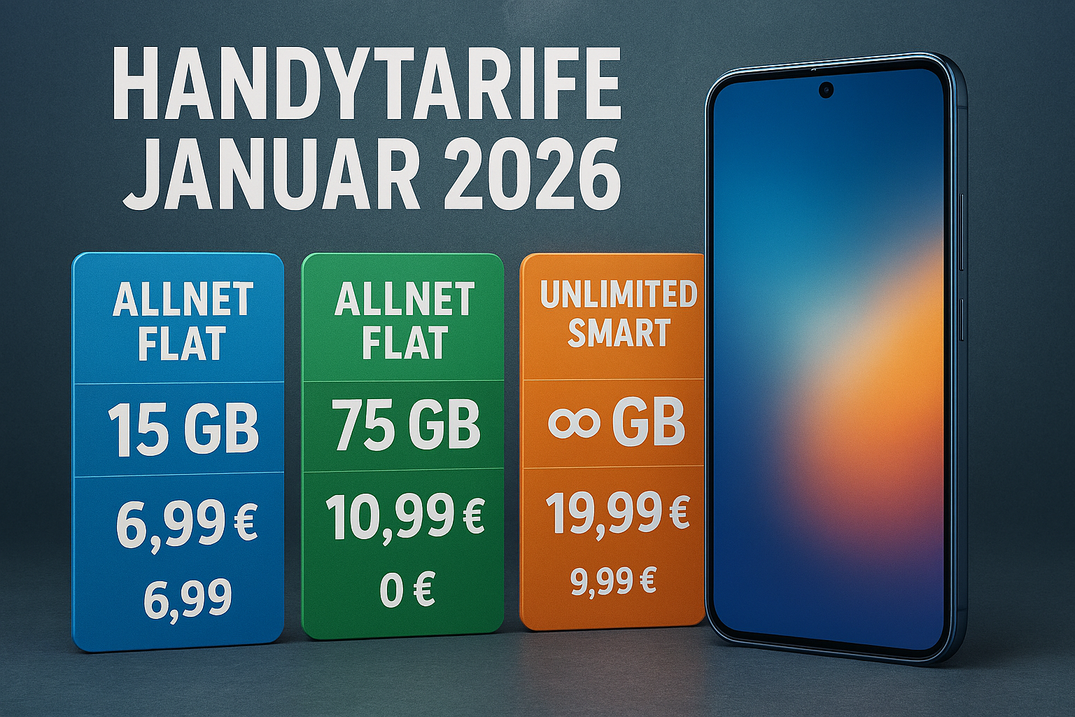 Ausf�hrlicher �berblick �ber das verl�ngerte Happy SIM Portfolio mit 5G Tarifen, Preisgarantie, Laufzeit- und Flex-Tarifen im Telef�nica-Netz.