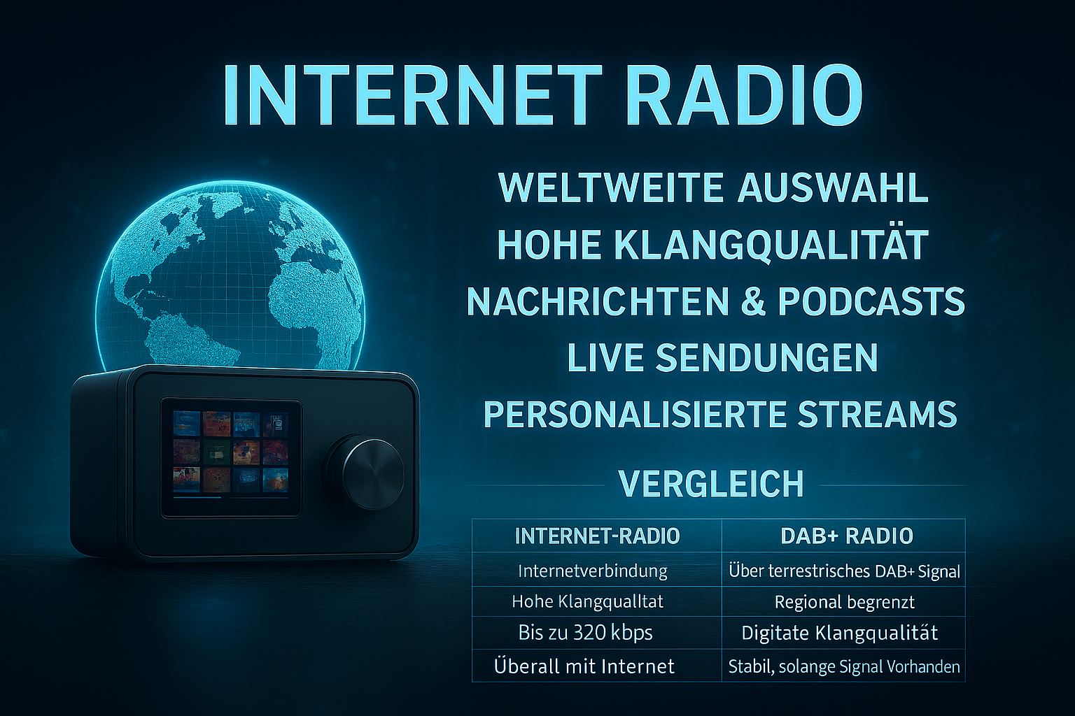 Internet Radio bietet weltweiten Zugang zu Musik, Nachrichten und Podcasts. Erfahren Sie alles ber Vorteile, Technik und die Vielfalt von Webradio.