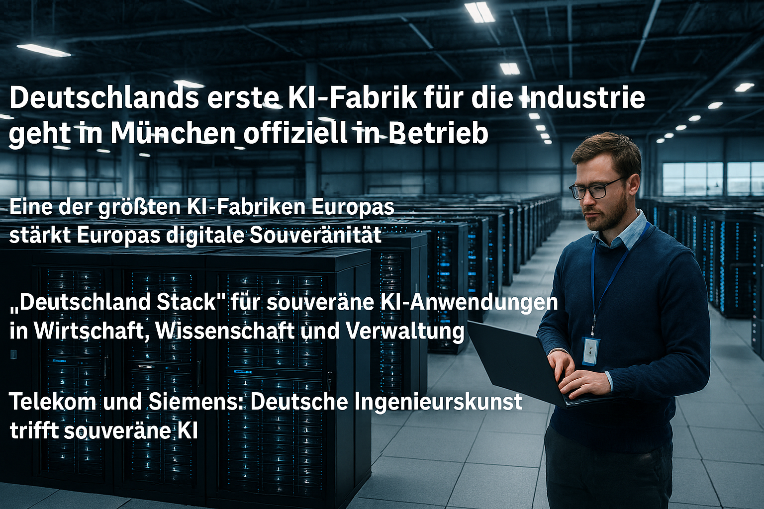 Deutschlands erste KI-Fabrik in M�nchen: Siemens und Telekom starten den Deutschland Stack f�r souver�ne KI-Anwendungen in der Industrie. Alles �ber das OOFI-Projekt und die Industrial AI Cloud.