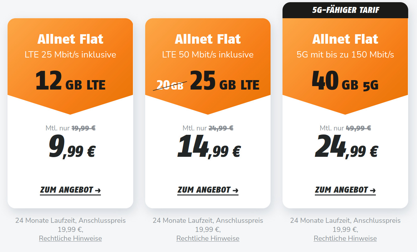 Klarmobil 12 GB Handytarife: 12 GB LTE All-In-Flat im Vodafone Netz für 9,99 Euro