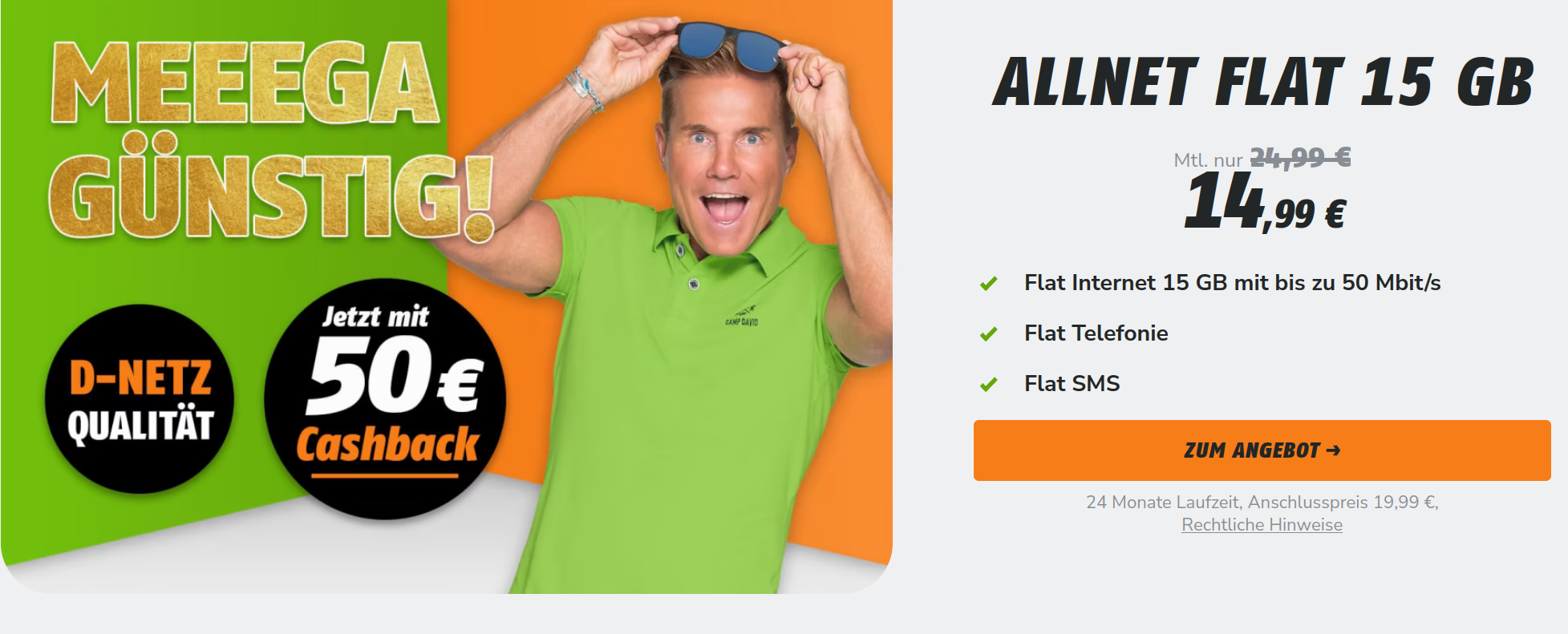 Klarmobil Tarife Cashback: Bis 150 Euro Cashback --40 GB All-In-Flat im Vodafone Netz f�r mtl. 29,99 Euro/Eff. 23,74 Euro