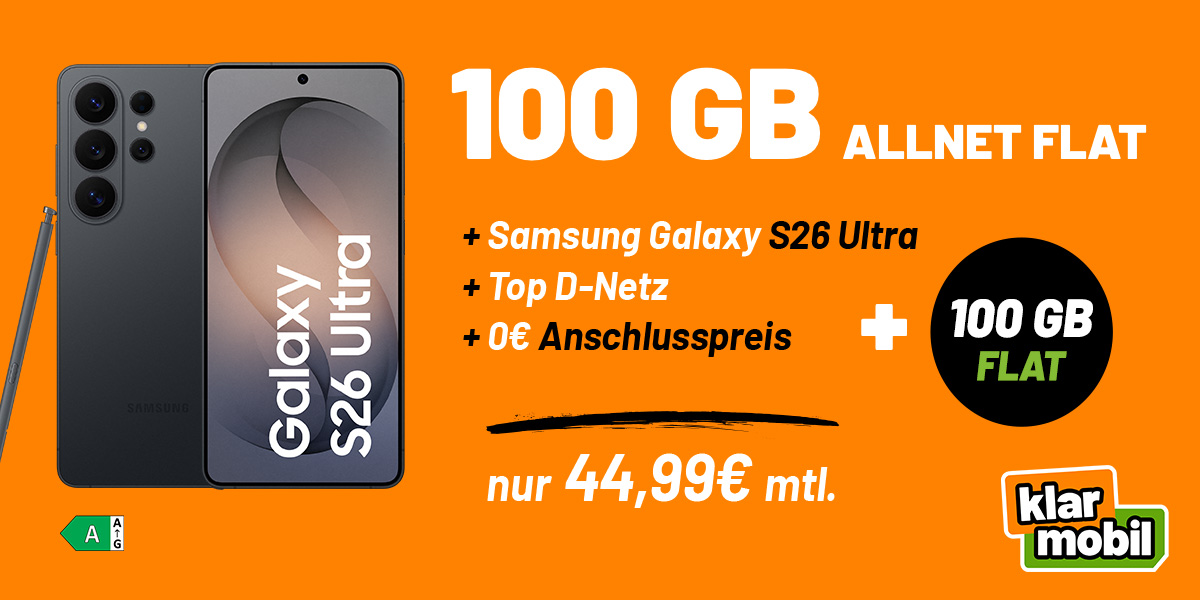 Samsung Galaxy S26 Ultra mit 100 GB Allnet Flat f�r 44,99 Euro im Klarmobil Deal. Premium Analyse, Vergleich mit iPhone und Pixel sowie Preis-Leistungs-Check im Google News Stil.