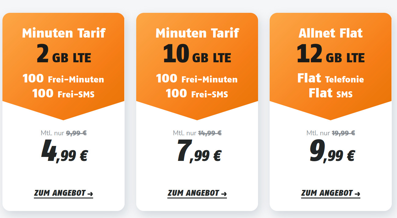 Neue Klarmobil Minutentarife: Jeweils 100 Freiminuten Tarife ab 4,99 Euro