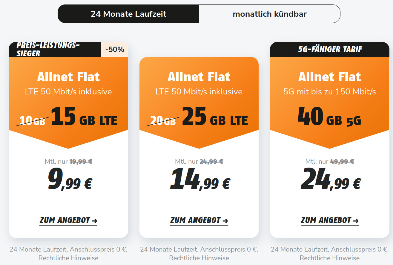 Neue Klarmobil Handytarife: Ab 9,99€ und Anschlusspreis sparen