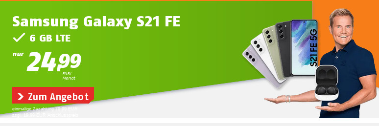 Galaxy S21 FE 5G Tarife: Klarmobil 6 GB LTE Allnet-Flat im Telekom Netz für mtl. 24,99 Euro/Eff. 2,07 Euro