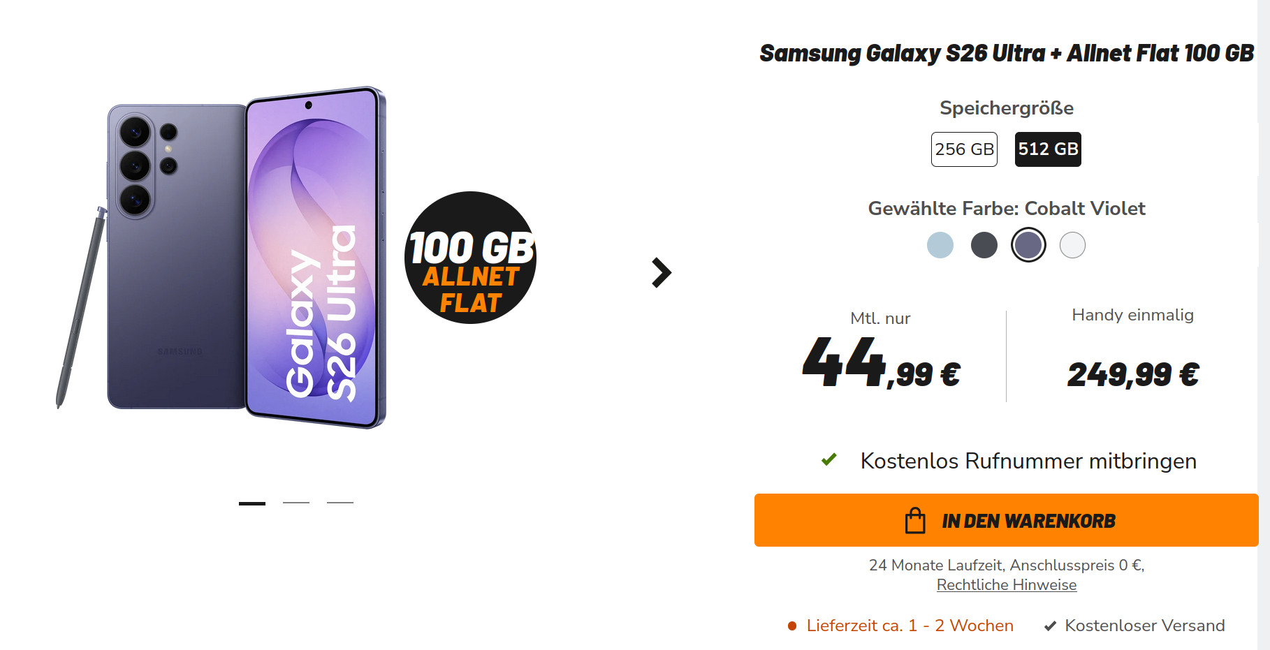 Samsung Galaxy S26 Ultra mit 100 GB Allnet Flat f�r 44,99 Euro im Klarmobil Deal. Premium Analyse, Vergleich mit iPhone und Pixel sowie Preis-Leistungs-Check im Google News Stil.