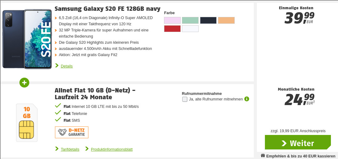Neues Galaxy S20 Modell: Samsung Galaxy S20 Fan Edition in der Vorbestellung