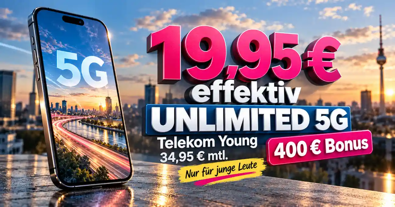 Telekom MagentaMobil L Young mit Unlimited 5G f�r effektiv 19,95 Euro