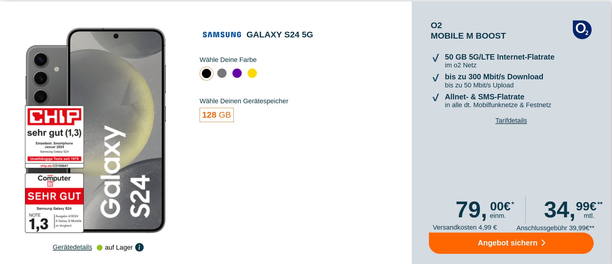Preistipp Galaxy S24 Tarife: 50 GB O2 Allnet-Flat fr 34,99 Euro/ Eff. 6,61 Euro
