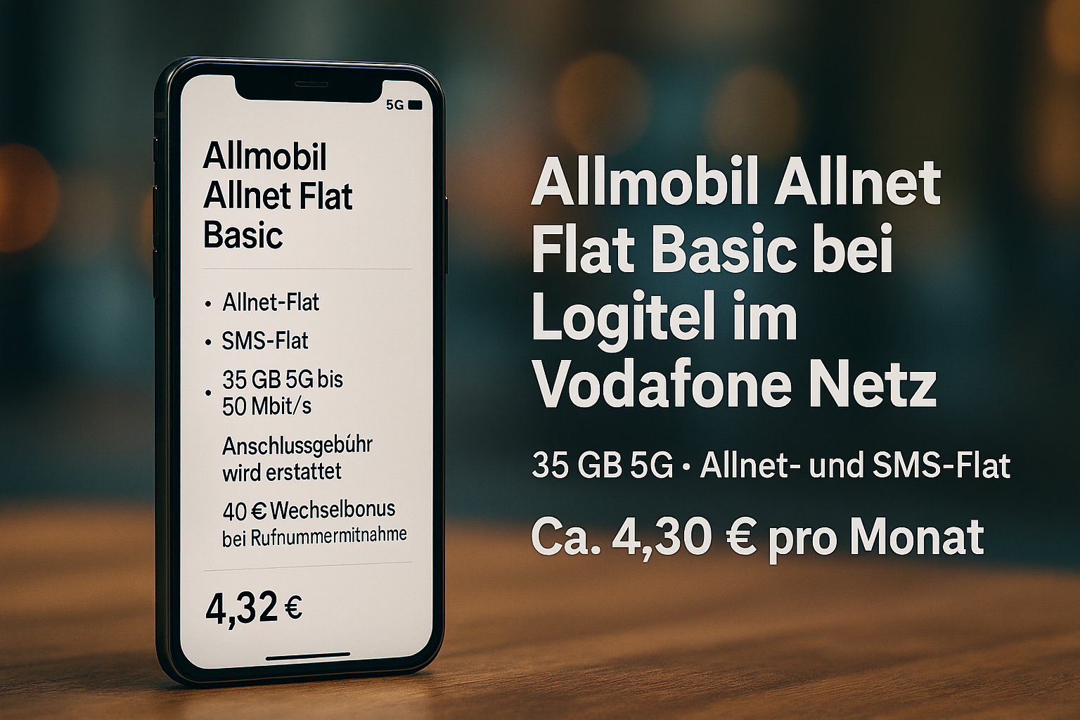 Ausf�hrlicher �berblick zum Allmobil Allnet Flat Basic Tarif bei Logitel im Vodafone Netz. Alle Kosten, Leistungen und Vorteile verst�ndlich erkl�rt