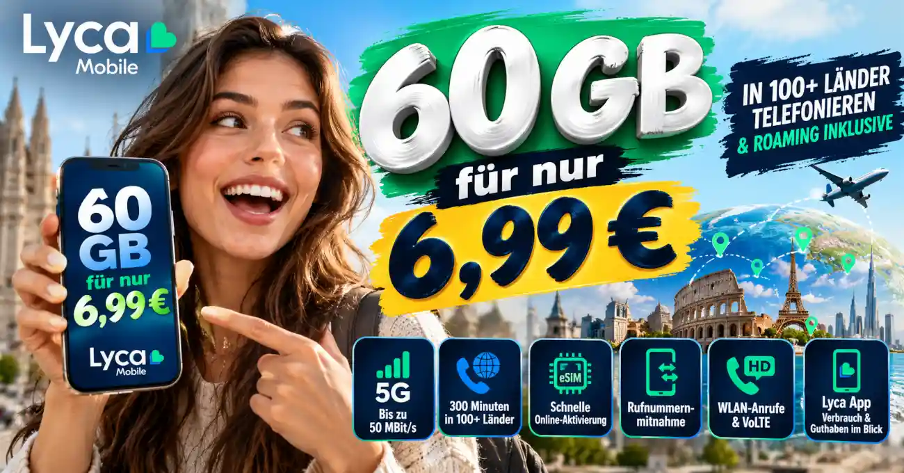 Lyca Mobile 60 GB f�r 6,99 Euro im Oktober 2026