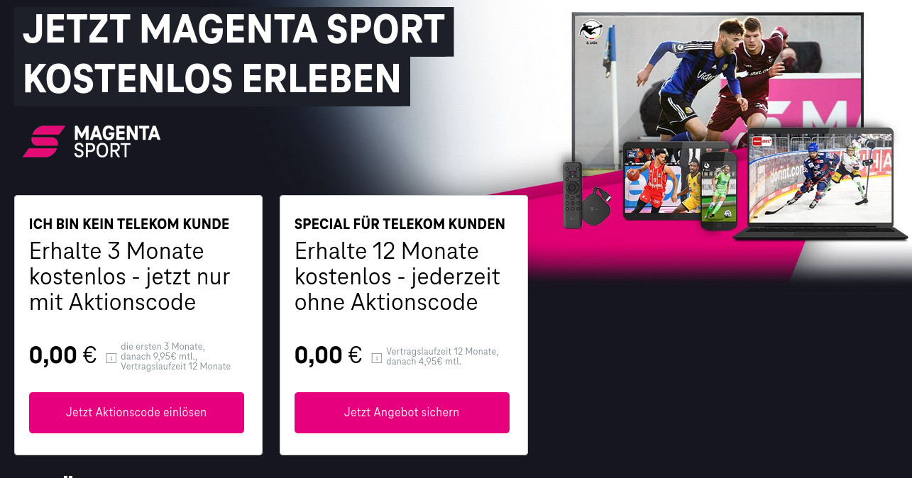 Magenta TV MagentaSport 12 Monate kostenlos -Telefontarifrechner.de