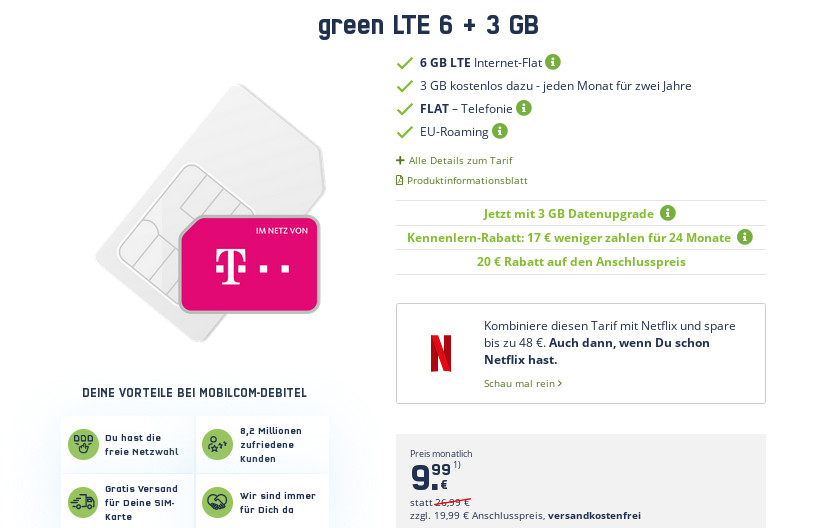 Black Friday Week: 9 GB LTE Allnet-Flat für mtl. 9,99 Euro --408 Euro sparen