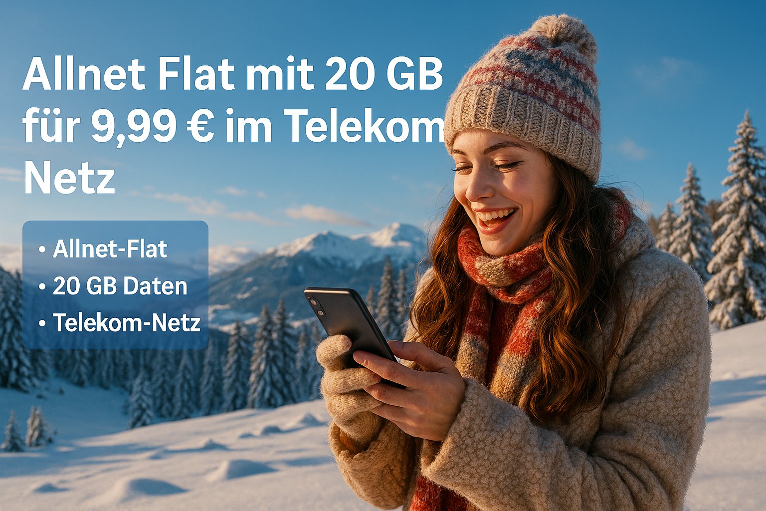 Allnet Flat mit 20 GB f�r nur 9,99 &euro; im Telekom Netz. Ein fairer Mobilfunktarif mit starker Netzqualit�t, klaren Konditionen und ohne versteckte Kosten.