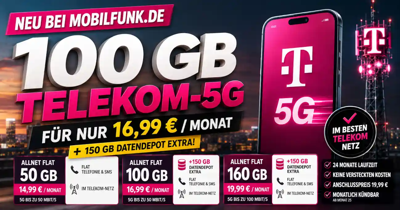 Mobilfunk.de greift an: 30 GB im Telekom-Netz f�r nur 9,99 &euro; ohne Anschlusspreis. Warum dieser Tarif den Markt ver�ndert und wie er sich gegen fraenk, SIMon und Blau schl�gt.