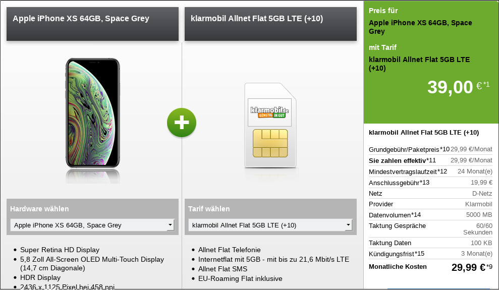 iPhone XS Tarife im Shop
