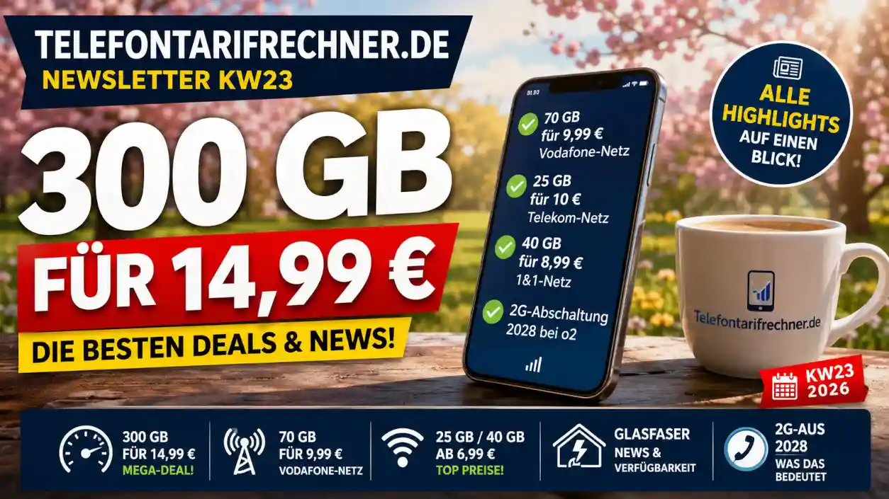 Telefontarifrechner.de Newsletter KW22: Die st�rksten 5G Tarife, Telekom Unlimited, Glasfaser-News, KI-Trends und WM-Streaming-Angebote im �berblick