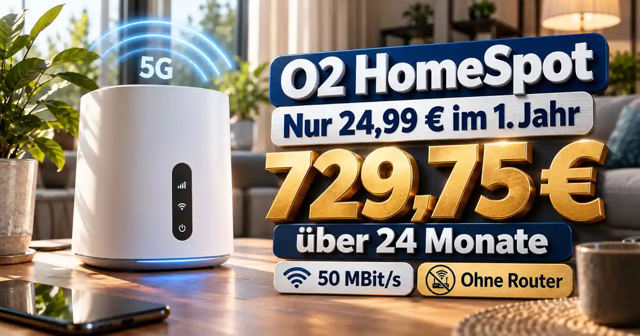O2 HomeSpot im Oktober 2026 mit 50 MBit/s ab 24,99 Euro