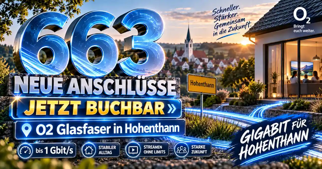O2 Glasfaser in Hohenthann mit bis zu 1.000 Mbit/s