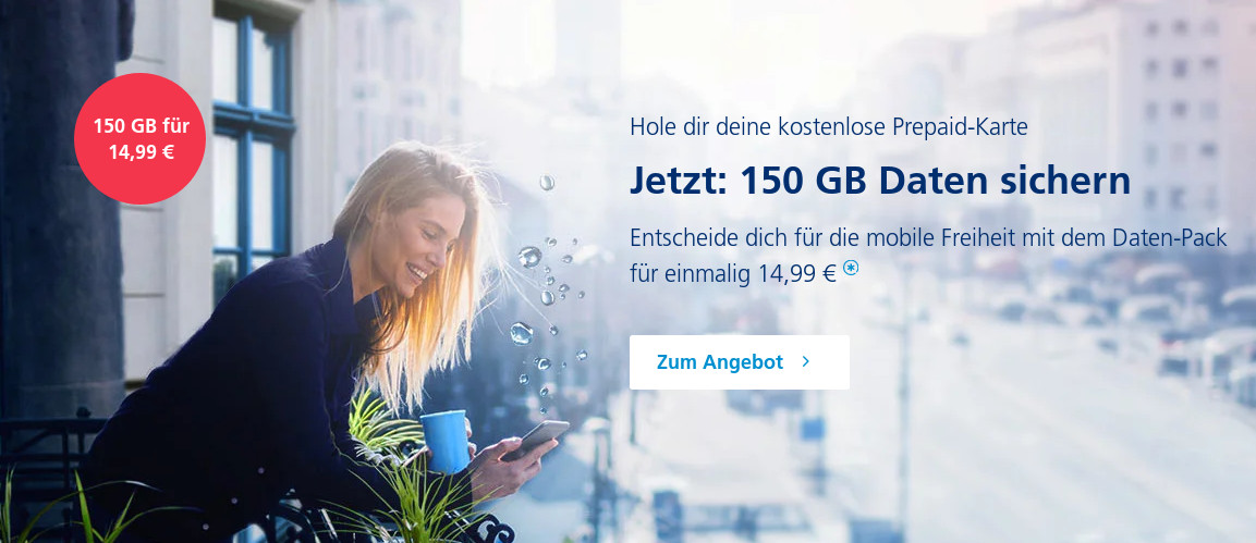 O2 Prepaid Tarife Juni: Prepaid Tarife mit 150 GB Datenvolumen fr einmalige 14,99 Euro
