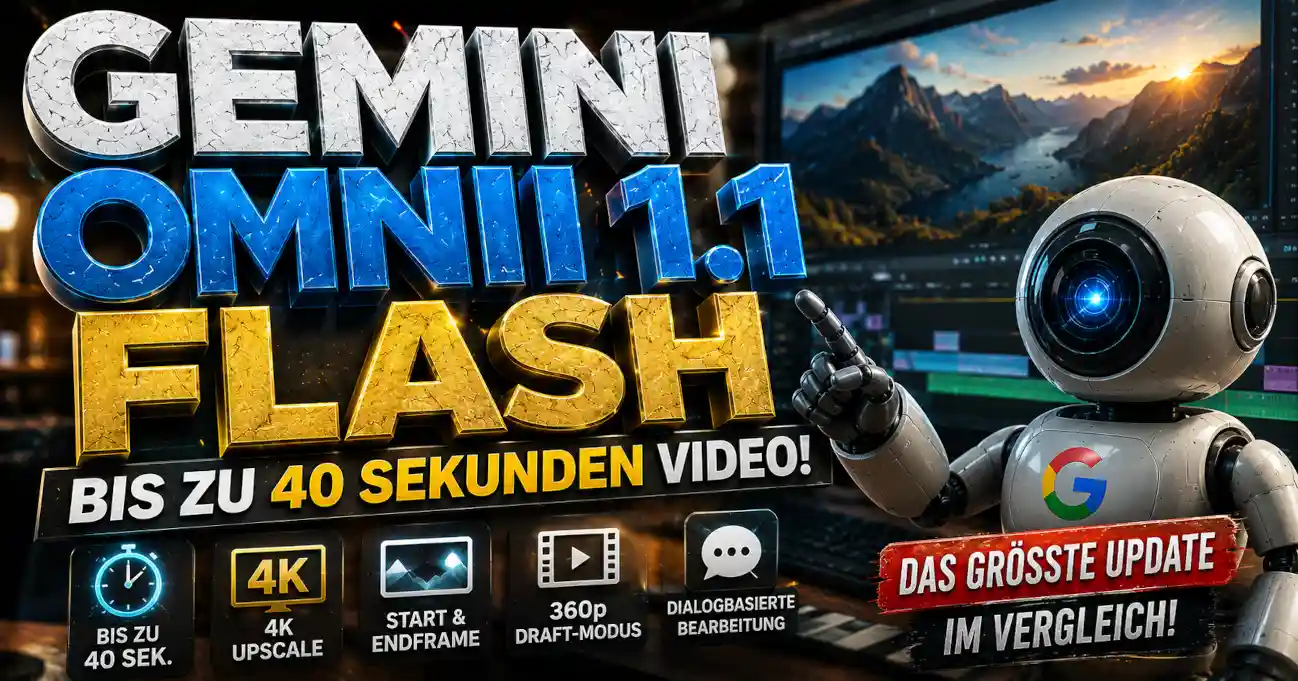 Gemini Omni 1.1 Flash bringt 40-Sekunden-Videos, 4K-Upscaling und neue Kontrollen. Der Vergleich mit Wan 3.0, Seedance 2.5, Veo und Runway