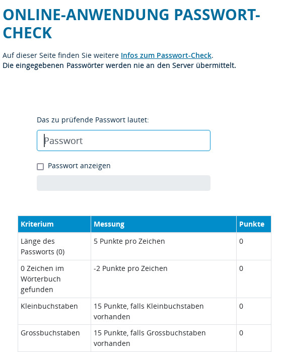 Passwort Check beim Bayerischen Staatsministerium --Informatiker warnen vor Weitergabe von Passw�rtern