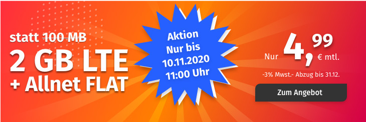 Spartipp 2 GB Tarife: PremiumSIMs 2 GB LTE All-In-Flat f�r 4,99 Euro ohne Anschlusspreis