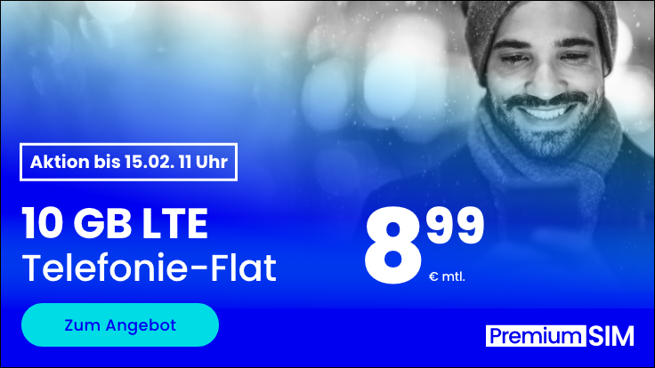 Preistipp 10 GB Flatrate-Tarife: PremiumSIMs 10 GB LTE Allnet-Flat fr 8,99 Euro ohne Anschlusspreis