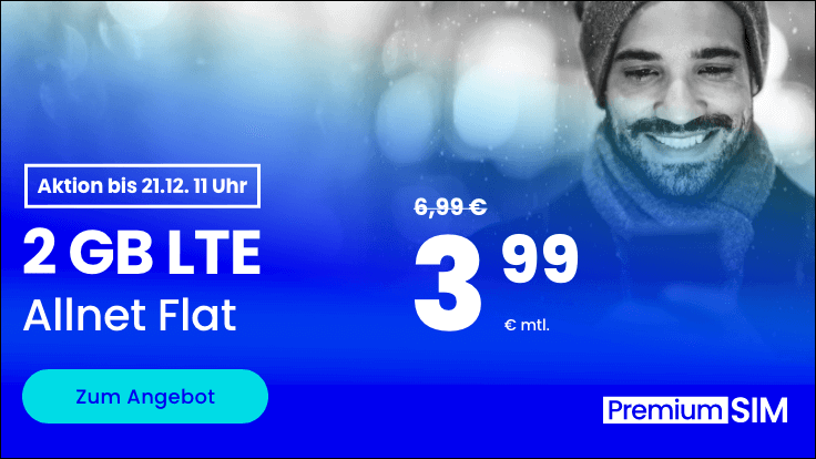 Tariftipp 2 GB Tarife: PremiumSIMs 2 GB LTE All-In-Flat f�r 4,99 Euro ohne Anschlusspreis