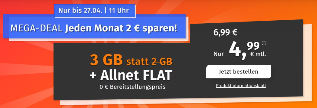 Preistipp LTE Tarife: PremiumSIMs 3 GB LTE All-In-Flat fr 4,99 Euro ohne Laufzeit