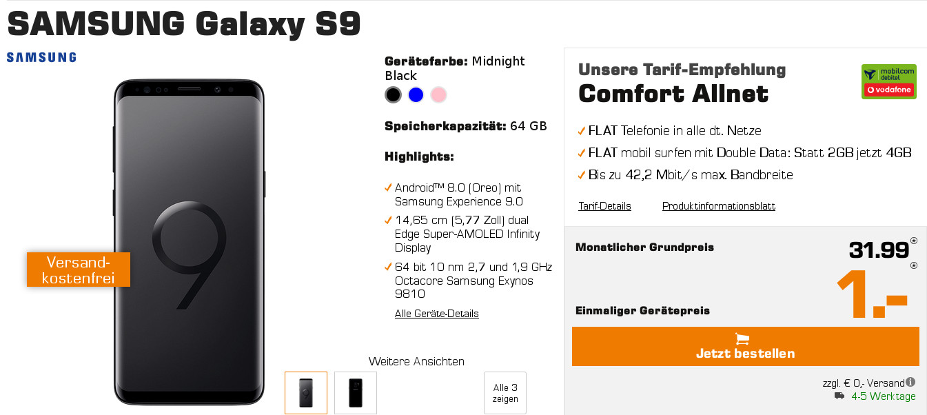 Galaxy S9 Tarife