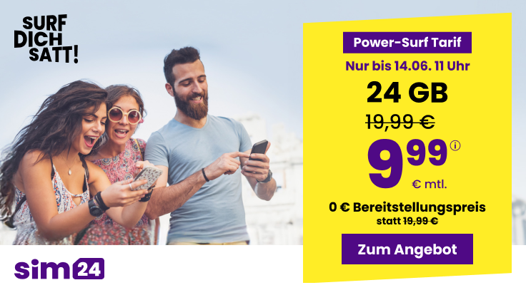 Neuer 5G Anbieter: SIM24 16 GB LTE Allnet-Flat f�r 7,99 Euro mit mtl. Laufzeit